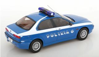 Alfa Romeo 156 Polizia 1998 blau/weiß Triple 9 1:18 (Türen, Motorhaube... nicht zu öffnen!)