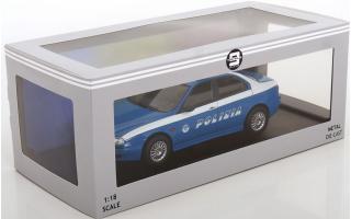 Alfa Romeo 156 Polizia 1998 blau/weiß Triple 9 1:18 (Türen, Motorhaube... nicht zu öffnen!)