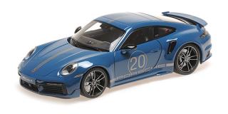 PORSCHE 911 (992) TURBO S COUPE SPORT DESIGN - 2021 - BLUE Minichamps 1:18 Metallmodell mit zu öffnenden Türen und Haube(n)