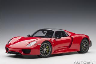 Porsche 918 Spyder 2013 guards red  (composite model/3 openings + workable rear spoiler and fuel cap) \"with Weissach Package\" AUTOart 1:12