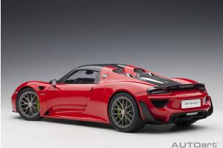 Porsche 918 Spyder 2013 guards red  (composite model/3 openings + workable rear spoiler and fuel cap) \"with Weissach Package\" AUTOart 1:12