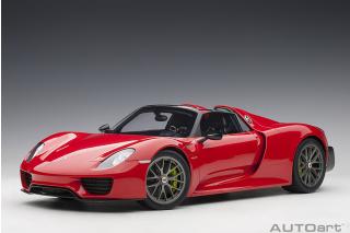 Porsche 918 Spyder 2013 guards red  (composite model/3 openings + workable rear spoiler and fuel cap) \"with Weissach Package\" AUTOart 1:12