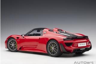 Porsche 918 Spyder 2013 guards red  (composite model/3 openings + workable rear spoiler and fuel cap) \"with Weissach Package\" AUTOart 1:12