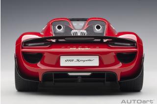 Porsche 918 Spyder 2013 guards red  (composite model/3 openings + workable rear spoiler and fuel cap) \"with Weissach Package\" AUTOart 1:12