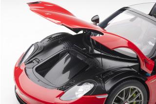 Porsche 918 Spyder 2013 guards red  (composite model/3 openings + workable rear spoiler and fuel cap) \"with Weissach Package\" AUTOart 1:12