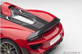 Porsche 918 Spyder 2013 guards red  (composite model/3 openings + workable rear spoiler and fuel cap) \"with Weissach Package\" AUTOart 1:12