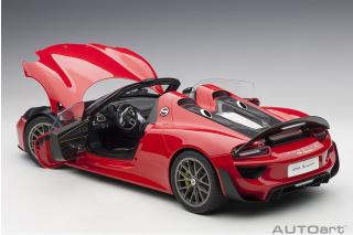 Porsche 918 Spyder 2013 guards red  (composite model/3 openings + workable rear spoiler and fuel cap) \"with Weissach Package\" AUTOart 1:12