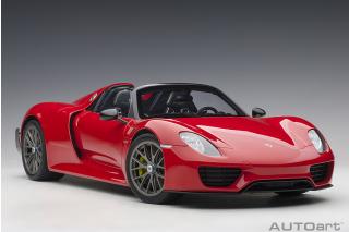 Porsche 918 Spyder 2013 guards red  (composite model/3 openings + workable rear spoiler and fuel cap) \"with Weissach Package\" AUTOart 1:12