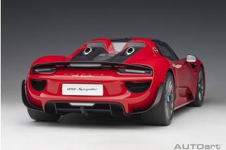 Porsche 918 Spyder 2013 guards red  (composite model/3 openings + workable rear spoiler and fuel cap) \"with Weissach Package\" AUTOart 1:12