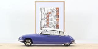 Citroën DS 19 1959 - Bleu Delphinium & Blanc Norev 1:12 Metallmodell (Türen/Hauben nicht zu öffnen!)