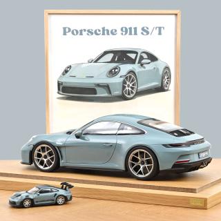 Porsche 911 S/T 2023 Meissenblue 1:12 Norev 1:12 Metallmodell (Türen/Hauben nicht zu öffnen!)