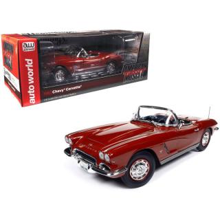 Chevy Corvette Convertible 1962 Hemmings *Muscle Machines*, Honduras Maroon Auto World 1:18