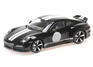 PORSCHE 911 (992) SPORT CLASSIC - 2022 - BLACK W/STRIPE Minichamps 1:18 Metallmodell, Türen, Motorhaube... nicht zu öffnen