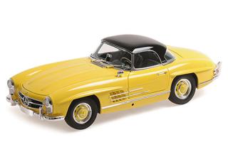 MERCEDES-BENZ 300 SL ROADSTER (W198) - 1958 - YELLOW - W/ HARDTOP Minichamps 1:18 Metallmodell mit zu öffnenden Türen und Haube(n)