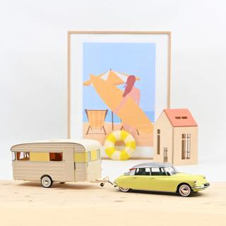 Citroën DS 19 1960 Jonquille Yellow & Caravan Digue Panoramic   Norev 1:18 Metallmodell