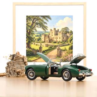 MGA 1955 British Racing Green   Norev 1:18 Metallmodell 2 Türen, Motorhaube und Kofferraum zu öffnen!