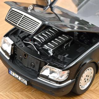 Mercedes-Benz S600 1997 Obsidian Black metallic  Norev 1:18 Metallmodell 4 Türen, Motorhaube und Kofferraum zu öffnen!