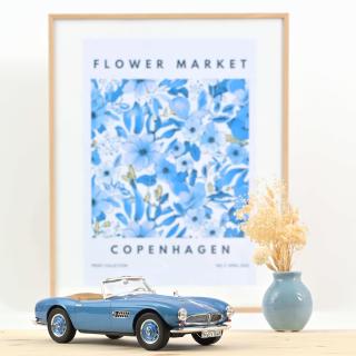 BMW 507 Cabriolet 1957 Blue  Norev 1:18 Metallmodell (Türen/Hauben nicht zu öffnen!)