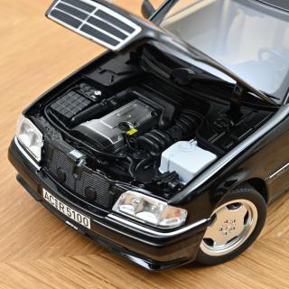 Mercedes-Benz C36 AMG 1993 Obsidian Black metallic  Norev 1:18 Metallmodell 4 Türen, Motorhaube und Kofferraum zu öffnen!