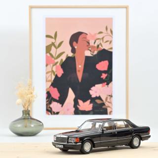 Mercedes-Benz 560 SEL 1989 Black metallic Norev 1:18 Metallmodell 4 Türen, Motorhaube und Kofferraum zu öffnen!