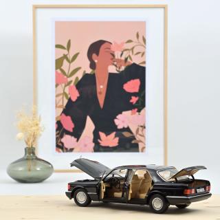 Mercedes-Benz 560 SEL 1989 Black metallic Norev 1:18 Metallmodell 4 Türen, Motorhaube und Kofferraum zu öffnen!