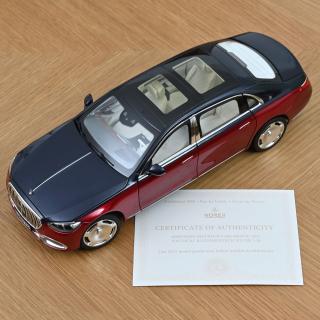 Mercedes-Maybach S 680 4MATIC 2021 Nautical Blue/Patagonia Red   Norev 1:18 Metallmodell 4 Türen, Motorhaube und Kofferraum zu öffnen!