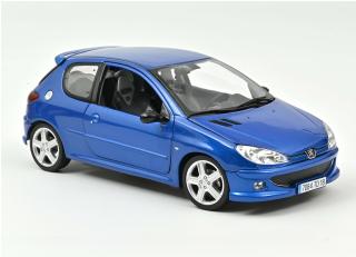 Peugeot 206 RC 2003 - Recif Blue Norev 1:18 Metallmodell 2 Türen, Motorhaube und Kofferraum zu öffnen! Wiederauflage