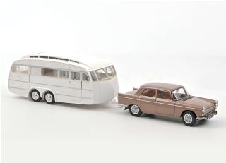 Peugeot 404 1965 - Brown metallic with Caravan Hénon Norev 1:18