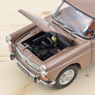Peugeot 404 1965 - Brown metallic with Caravan Hénon Norev 1:18