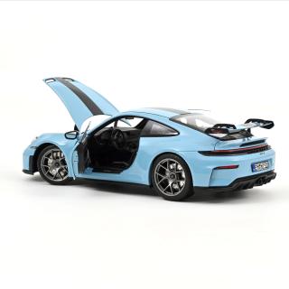 Porsche 911 GT3 w/Weissach Pack 2025 Gulfblue   Norev 1:18 Metallmodell 2 Türen und vordere Haube zu öffnen!