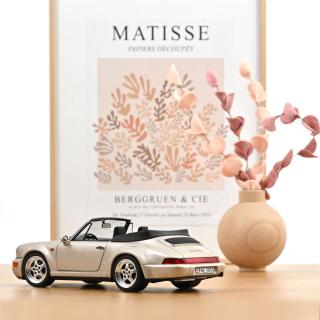 Porsche 911 Turbo Look Cabriolet 1992 Zermatt silver metallic  Norev Metallmodell 1:18 (Türen, Motorhaube, Kofferraum zu öffnen!)
