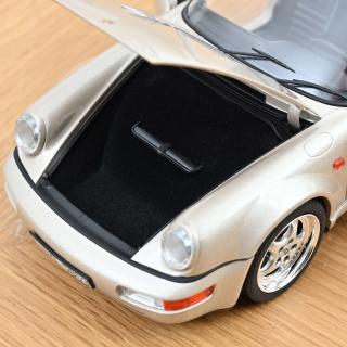 Porsche 911 Turbo Look Cabriolet 1992 Zermatt silver metallic  Norev Metallmodell 1:18 (Türen, Motorhaube, Kofferraum zu öffnen!)