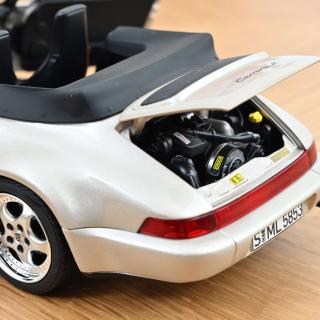 Porsche 911 Turbo Look Cabriolet 1992 Zermatt silver metallic  Norev Metallmodell 1:18 (Türen, Motorhaube, Kofferraum zu öffnen!)