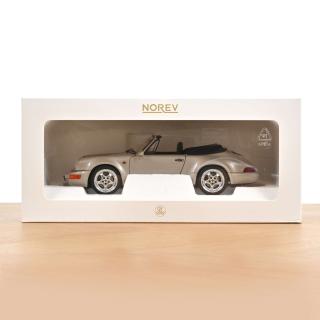 Porsche 911 Turbo Look Cabriolet 1992 Zermatt silver metallic  Norev Metallmodell 1:18 (Türen, Motorhaube, Kofferraum zu öffnen!)