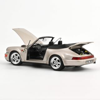 Porsche 911 Turbo Look Cabriolet 1992 Zermatt silver metallic  Norev Metallmodell 1:18 (Türen, Motorhaube, Kofferraum zu öffnen!)