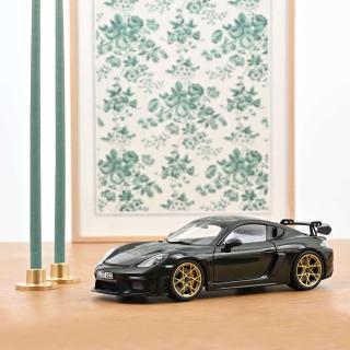 Porsche Cayman GT4 RS w/Weissach Pack 2023 Brewster Green  Norev 1:18 Metallmodell 2 Türen, Motorhaube und Kofferraum zu öffnen!