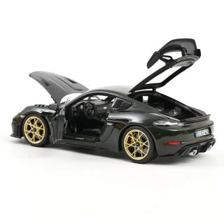 Porsche Cayman GT4 RS w/Weissach Pack 2023 Brewster Green  Norev 1:18 Metallmodell 2 Türen, Motorhaube und Kofferraum zu öffnen!