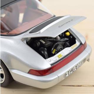 Porsche 911 Carrera 4 Targa 1991 Polarsilber Metallic Norev 1:18 Metallmodell 2 Türen, Motorhaube und Kofferraum zu öffnen!