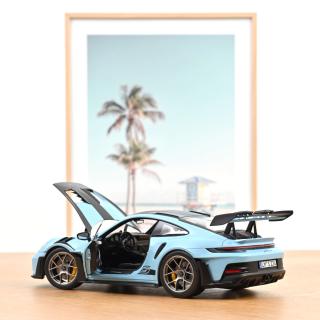 Porsche 911 GT3 RS w/Weissach Pack 2022 Light blue  1:18 Norev 1:18 Metallmodell 2 Türen und Motorhaube  zu öffnen!