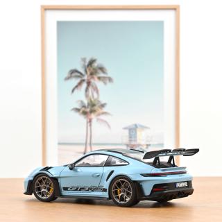 Porsche 911 GT3 RS w/Weissach Pack 2022 Light blue  1:18 Norev 1:18 Metallmodell 2 Türen und Motorhaube  zu öffnen!