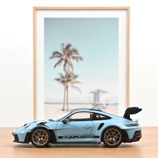 Porsche 911 GT3 RS w/Weissach Pack 2022 Light blue  1:18 Norev 1:18 Metallmodell 2 Türen und Motorhaube  zu öffnen!