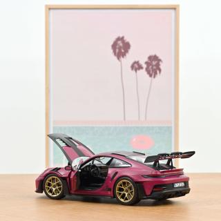 Porsche 911 GT3 RS w/Weissach Pack 2022 Ruby Star 1:18 Norev 1:18 Metallmodell 2 Türen und Kofferraum zu öffnen!
