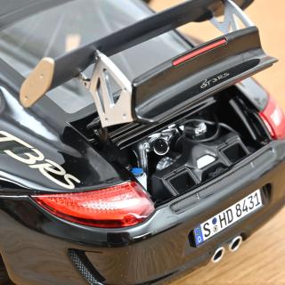 Porsche 911 GT3 RS 2009 Black & white gold metallic  Norev 1:18 Metallmodell 2 Türen, Motorhaube und Kofferraum zu öffnen!