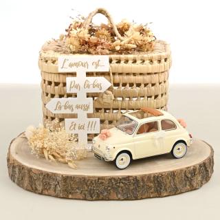 Fiat 500 L 1968 Ivory Wedding Gift  Norev 1:18 Metallmodell (Überarbeitete Version - Türen/Hauben nicht zu öffnen!)