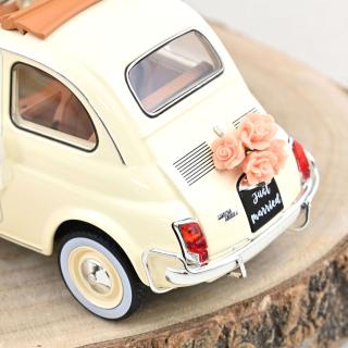 Fiat 500 L 1968 Ivory Wedding Gift  Norev 1:18 Metallmodell (Überarbeitete Version - Türen/Hauben nicht zu öffnen!)