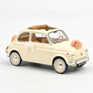 Fiat 500 L 1968 Ivory Wedding Gift  Norev 1:18 Metallmodell (Überarbeitete Version - Türen/Hauben nicht zu öffnen!)