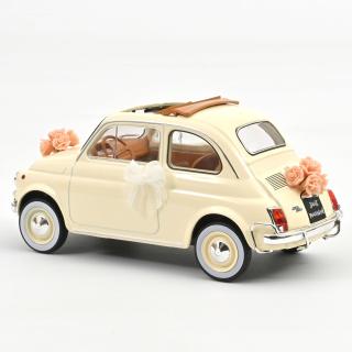 Fiat 500 L 1968 Ivory Wedding Gift  Norev 1:18 Metallmodell (Überarbeitete Version - Türen/Hauben nicht zu öffnen!)