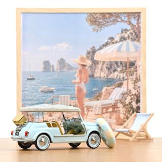 Fiat 500 Jolly 1965 Blue  Norev 1:18 Metallmodell (Türen/Hauben nicht zu öffnen!)