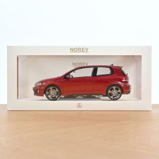 VW Golf VI GTI 2009 Tornadorot Norev 1:18 Metallmodell 2 Türen, Motorhaube und Kofferraum zu öffnen!