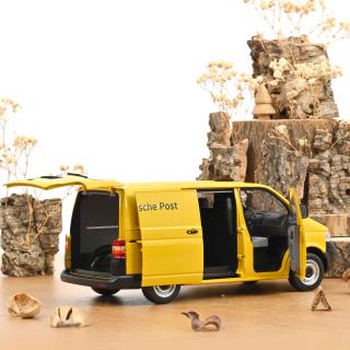 VW T5 Bus Transporter 2003 gelb Post  Norev Metallmodell 1:18 (3 Türen und Kofferraum zu öffnen!)
